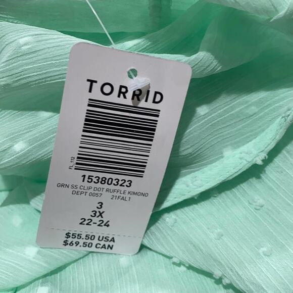 Torrid green CLIP DOT RUFFLE KIMONO - Picture 8 of 13